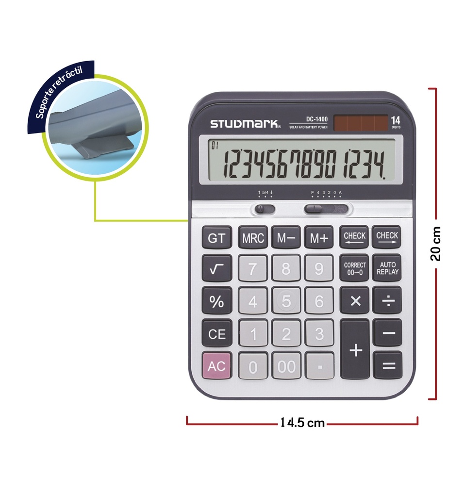 [03685] CALCULADORA ST-DC-1400 14 DIG PLATA