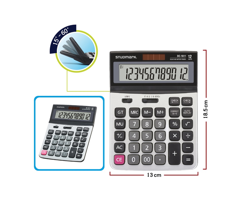 [03686] CALCULADORA ST-DC-1611 12 DIG PLATA