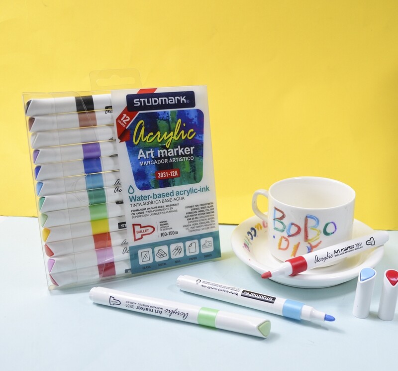 MARCADOR ART.ST-03931-12A BOLA TINTA ACRIL 12 COL           