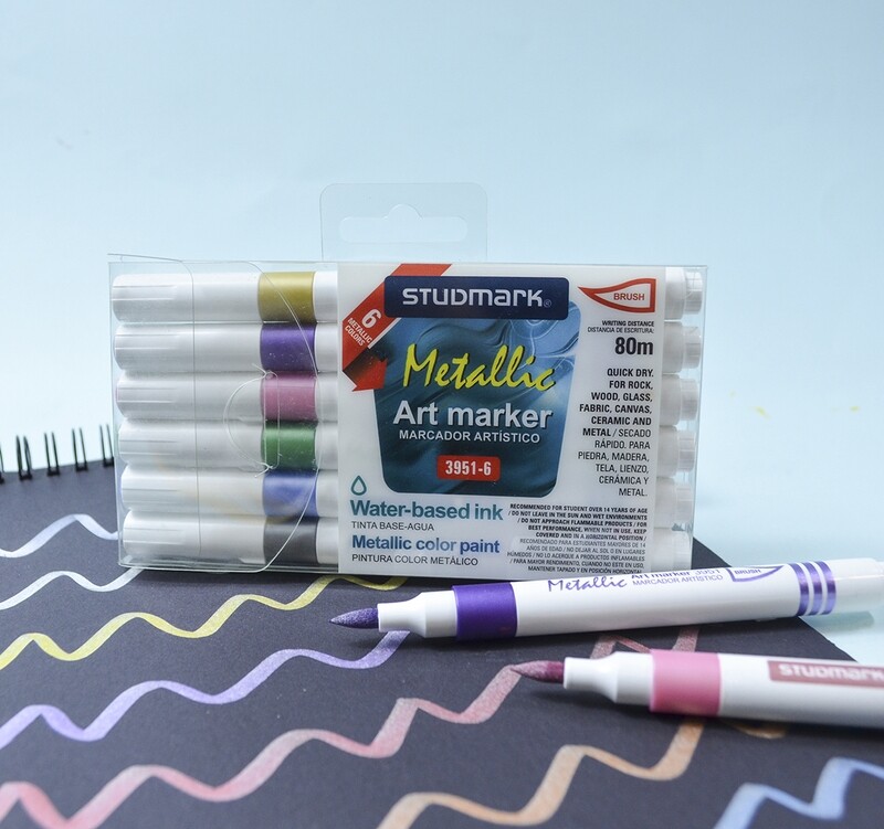 MARCADOR ART.ST-03951-6 PINCEL TINTA METAL 6 COL