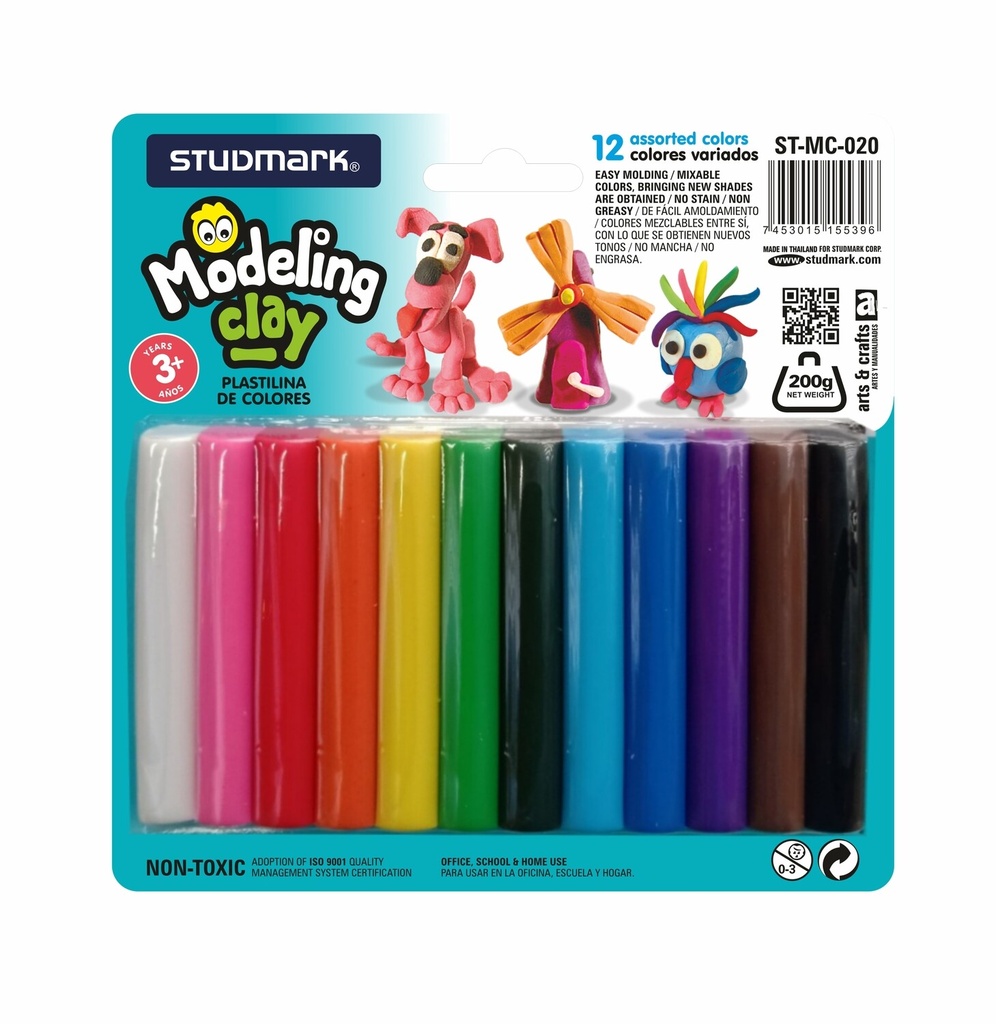 PLASTILINA ST-MC-020 12 COL. 200 GMS