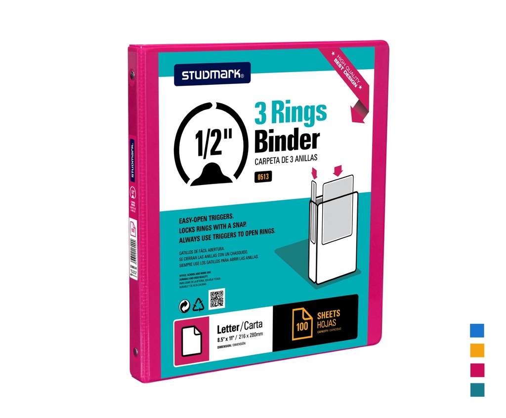 FOLDER ST-00513-P1 3 ANILLOS 1/2" MAGENTA