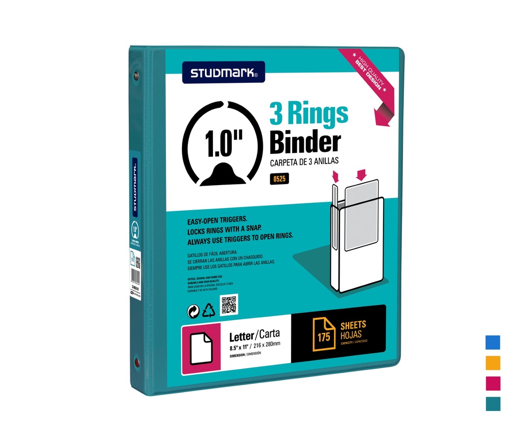 FOLDER ST-00525-D2 3 ANILLOS 1" TURQUESA