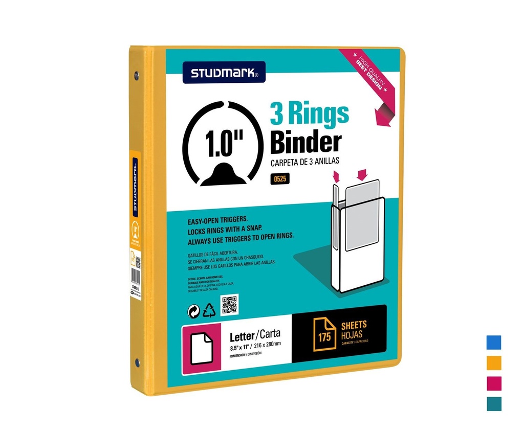 FOLDER ST-00525-F2 3 ANILLOS 1" MOSTAZA
