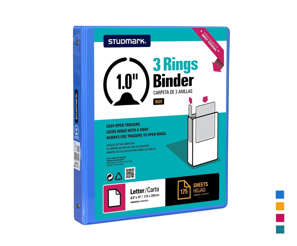 FOLDER ST-00525-S2 3 ANILLOS 1" AZ MEDIO