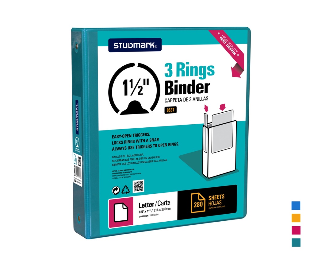 FOLDER ST-00537-D2 3 ANILLO 1.1/2" TURQUESA