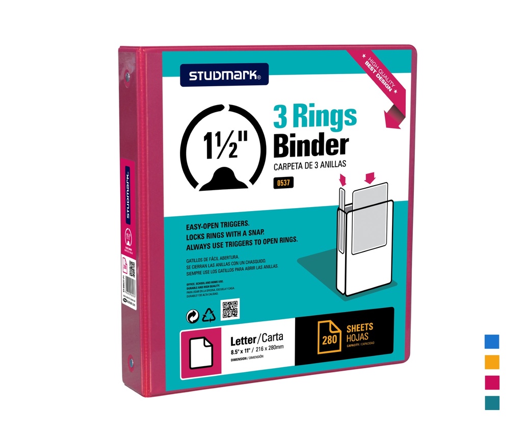 FOLDER ST-00537-P1 3 ANILLOS 1.1/2" MAGENTA