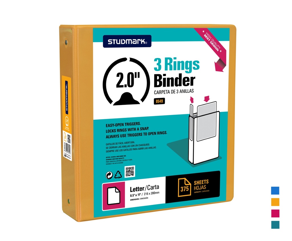 FOLDER ST-00549-F2 3 ANILLOS 2" MOSTAZA
