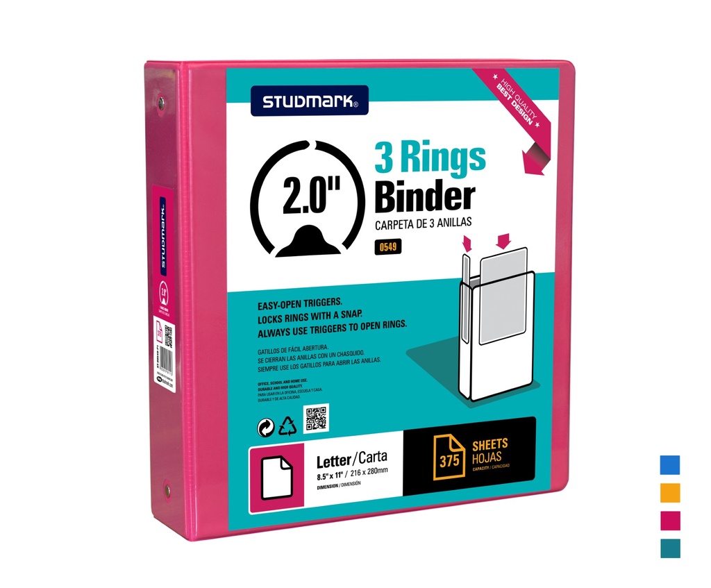 FOLDER ST-00549-P1 3 ANILLOS 2" MAGENTA