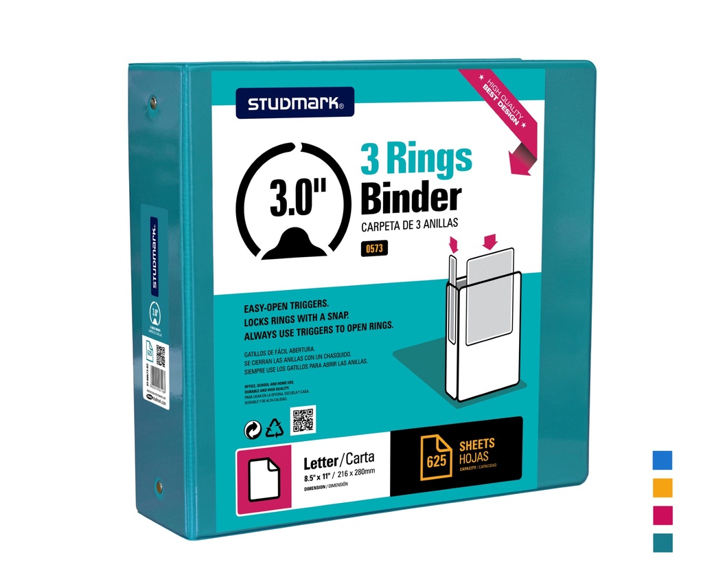 FOLDER ST-00573-D2 3 ANILLOS 3" TURQUESA