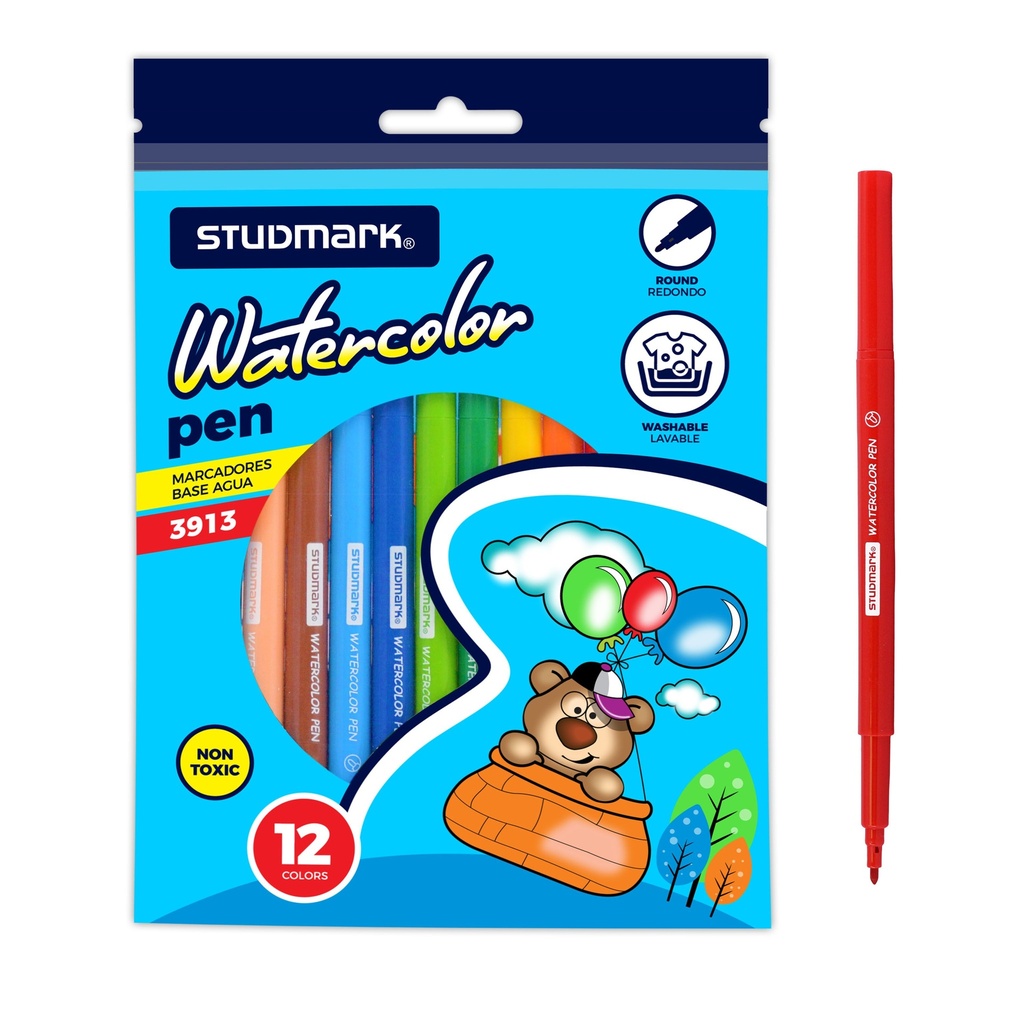 [04676] MARCADOR ST-03913 ESCOLAR B/AGUA 12 COLORES