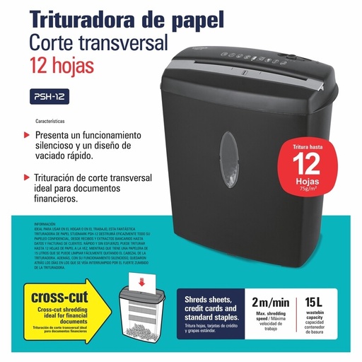 [03815           ] MAQ.TRITURADORA DE PAPEL ST-PSH-12                          