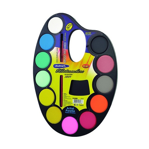 [02763] ACUARELA ST-03809 PALETA/PINCEL 12X1