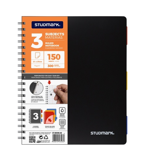[04622] CUADERNO ST-BOOK-05 3 MAT 300PG PLAST