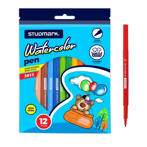 [04676] MARCADOR ST-03913 ESCOLAR B/AGUA 12 COLORES